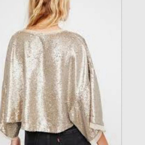 FREE PEOPLE Champagne Dreams Top sequin hold. Size XS - Picture 4 of 16